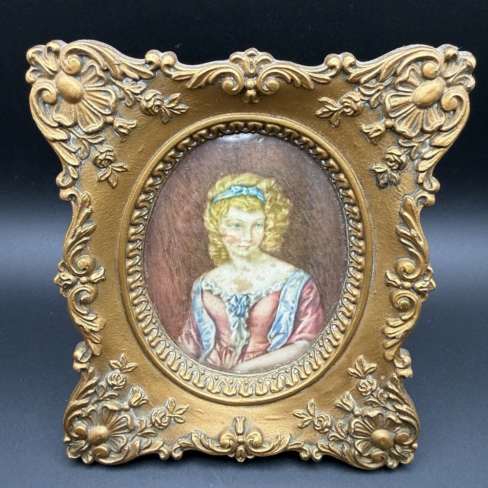 Vtg Cameo Creations Convex Bubble Glass Gallery Wall Art Victorian Lady Portrait